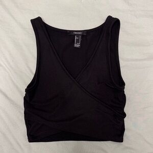 Forever 21 Black Sleeveless Wrap Crop Top